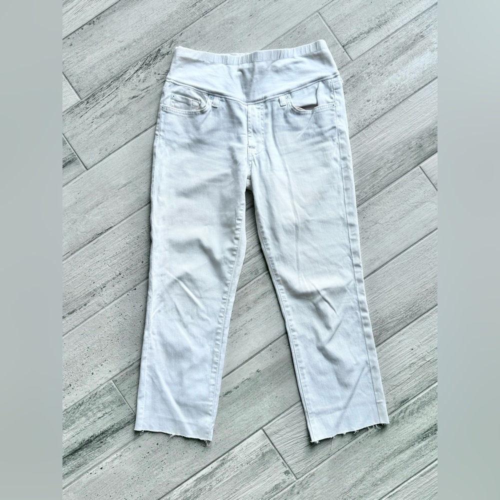 7 For All Mankind White Raw Hem Maternity Ankle Jeans - size 31